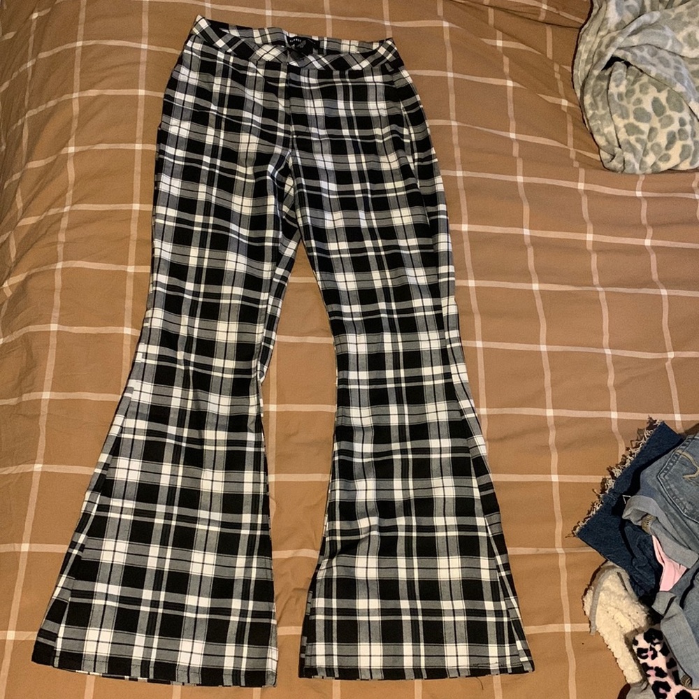 Flare Plaid Pants